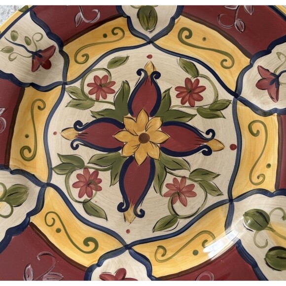 13” Pier 1 One Vallarta Large Serving Dish Round Hand Painted Earthenware - Picture 2 of 5